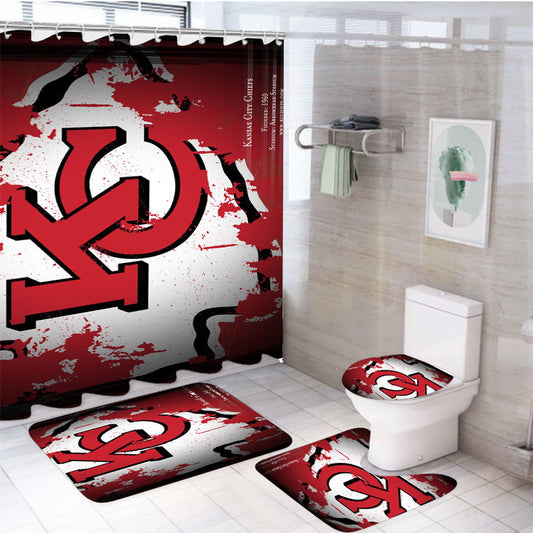 Kansas City Chiefs 4Pcs Bathroom Set Shower Curtain