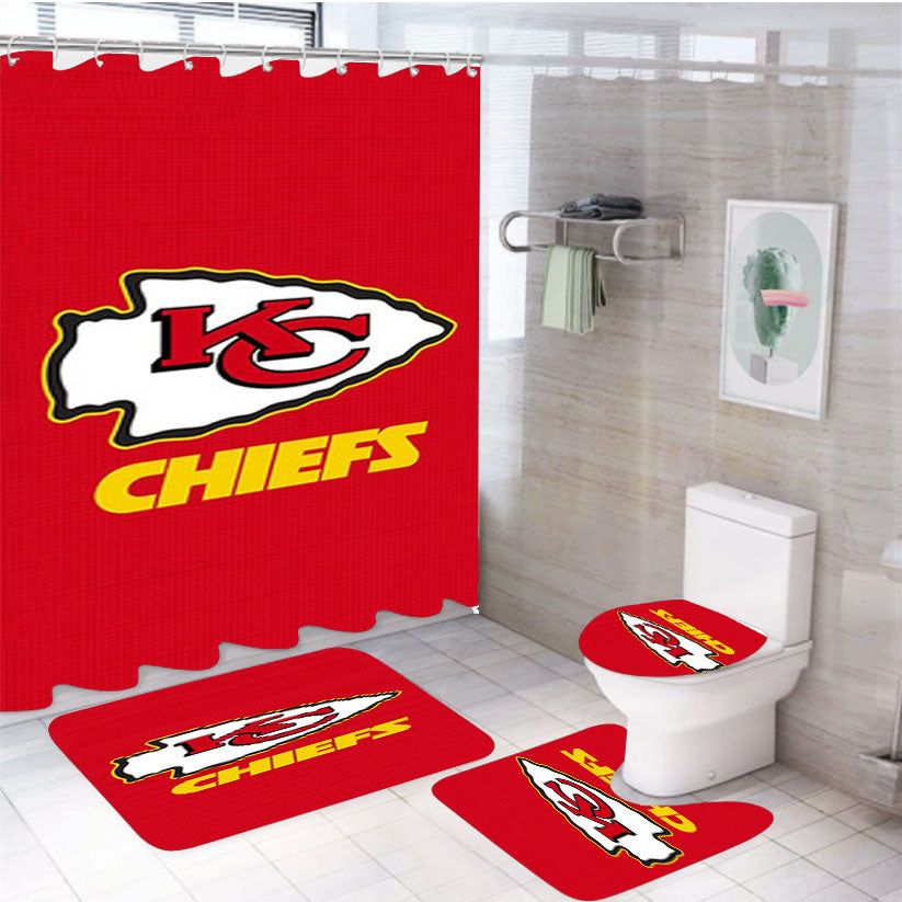 Kansas City Chiefs 4 4Pcs Bathroom Set Shower Curtain