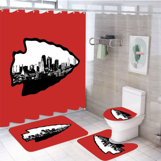 Kansas City Chiefs Emblem 4Pcs Bathroom Set Shower Curtain