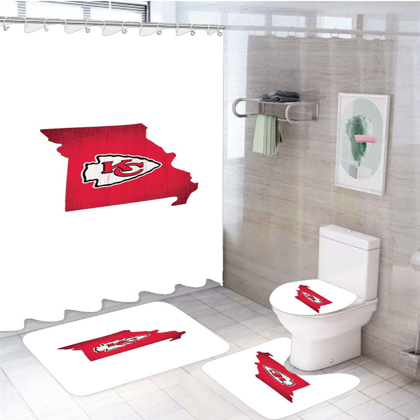 Kansas City Chiefs Logo States 4Pcs Bathroom Set Shower Curtain