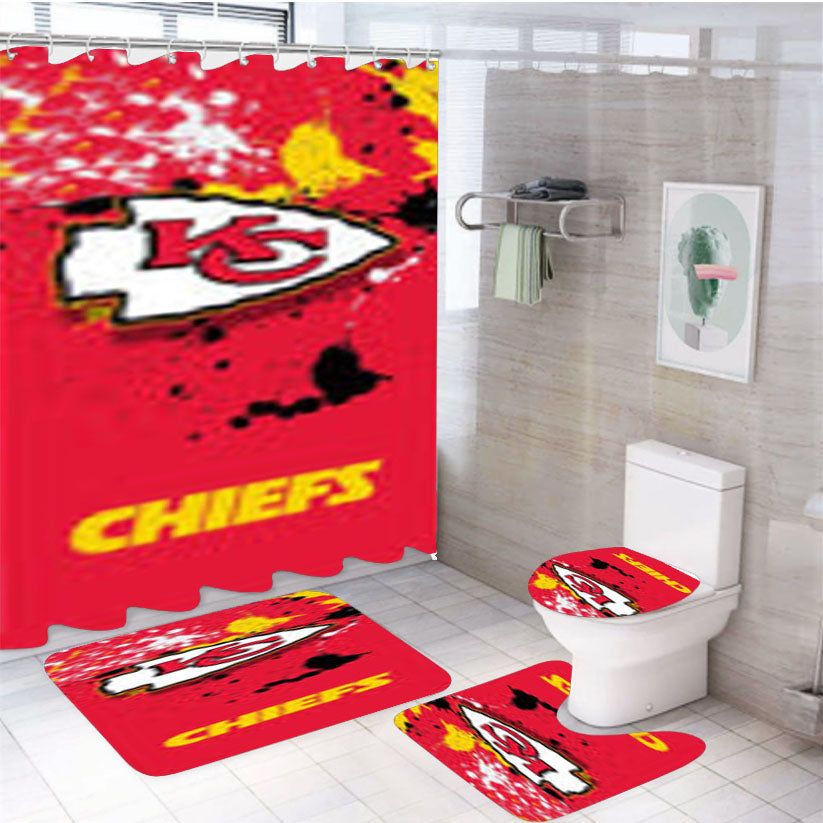Kansas City Chiefs Nfl 4Pcs Bathroom Set Shower Curtain