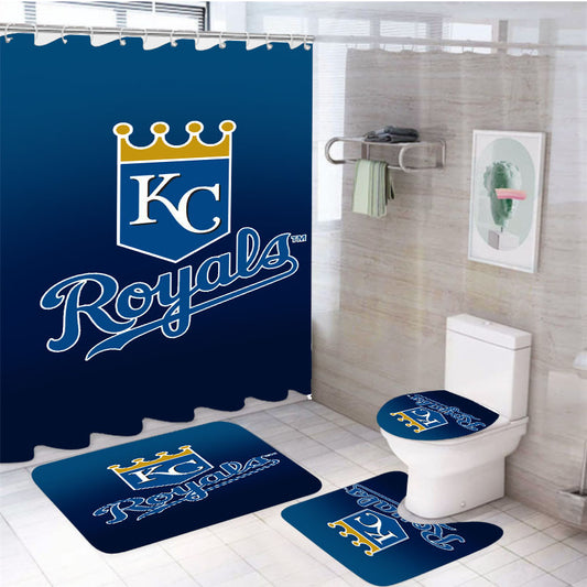 Kansas City Royals Logo 4Pcs Bathroom Set Shower Curtain