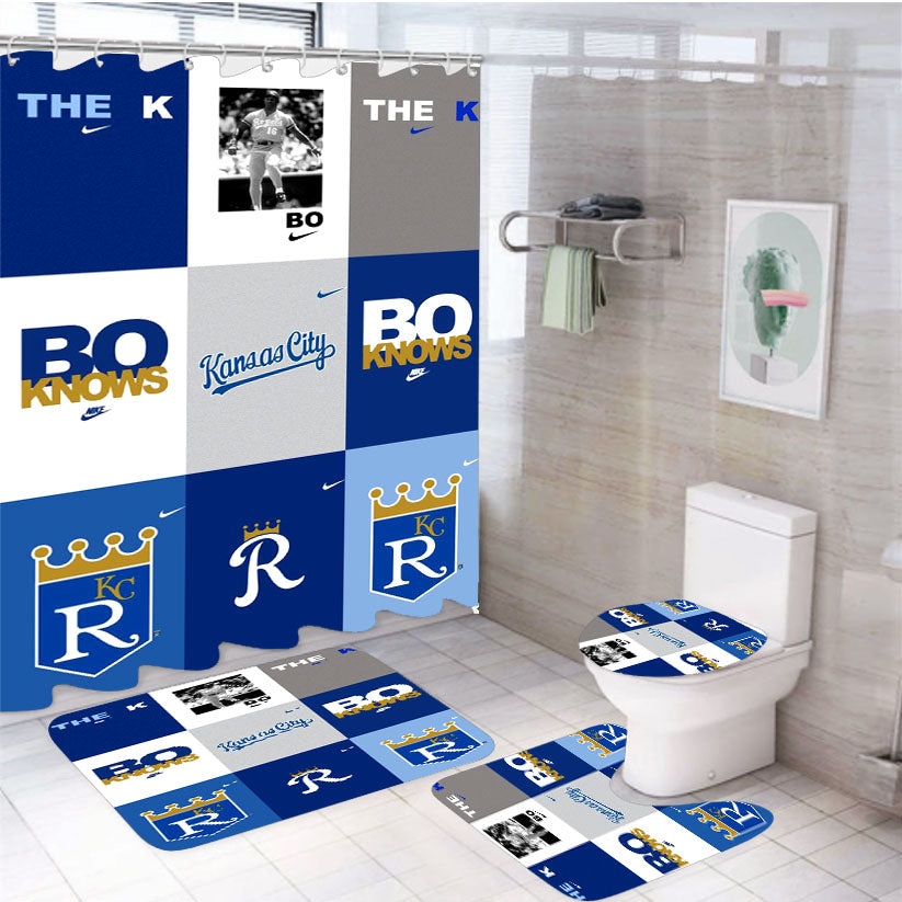 Kansas City Royals Logo Collage 4Pcs Bathroom Set Shower Curtain