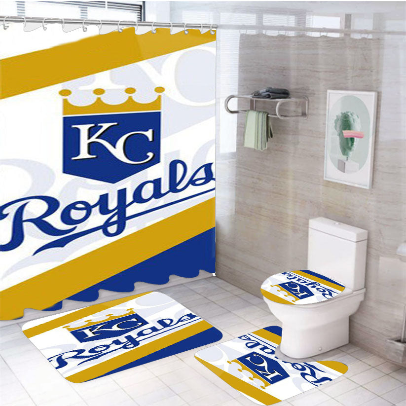 Kansas City Royals Mlb Sport Logo 4Pcs Bathroom Set Shower Curtain