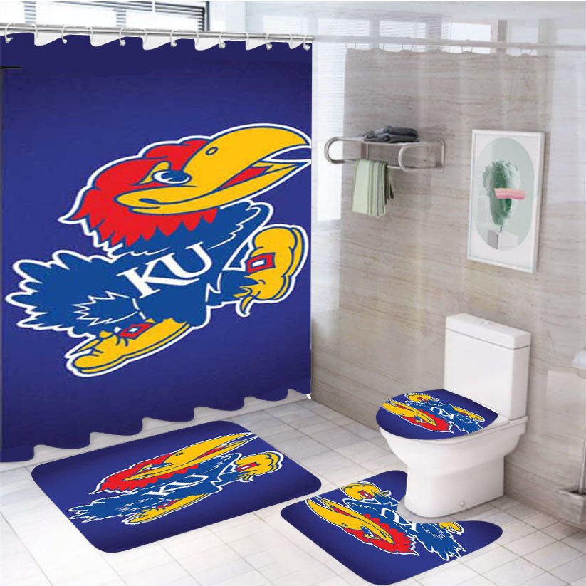 Kansas Jayhawks Big Blue Fade 4Pcs Bathroom Set Shower Curtain
