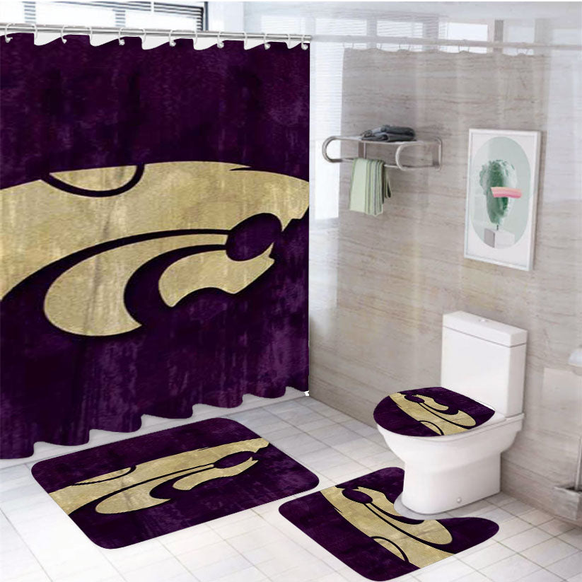 Kansas State Logo Wood 4Pcs Bathroom Set Shower Curtain
