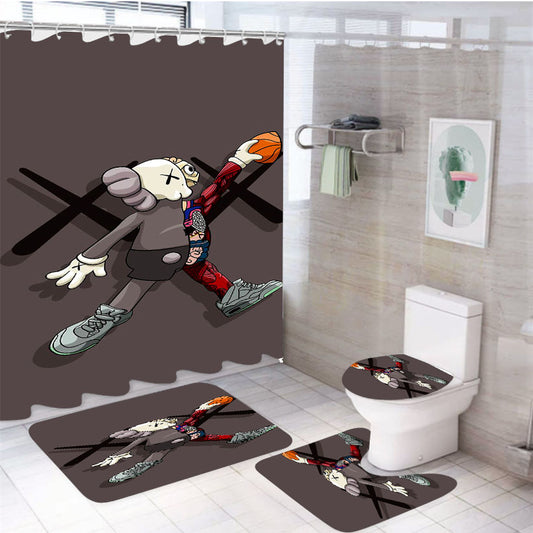 Kaws Basketball 4Pcs Bathroom Set Shower Curtain