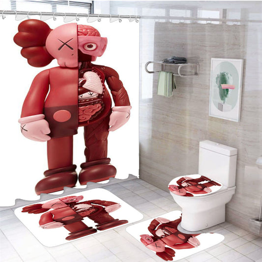 Kaws Companion Blush Flayed 4Pcs Bathroom Set Shower Curtain