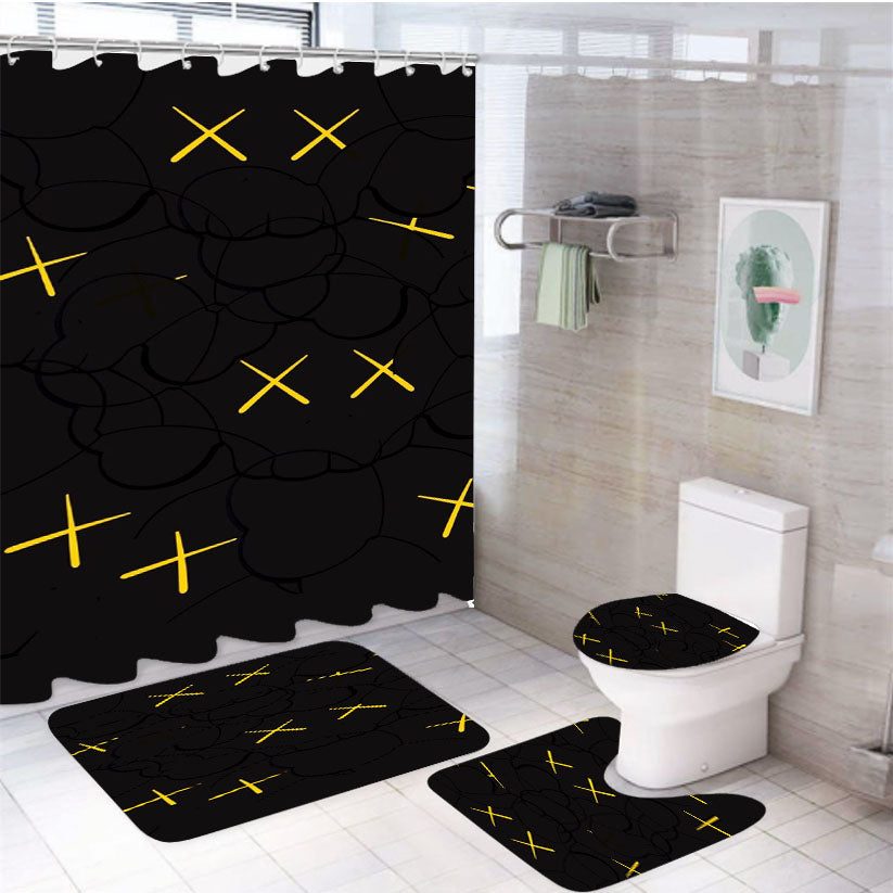 Kaws In Black 4Pcs Bathroom Set Shower Curtain