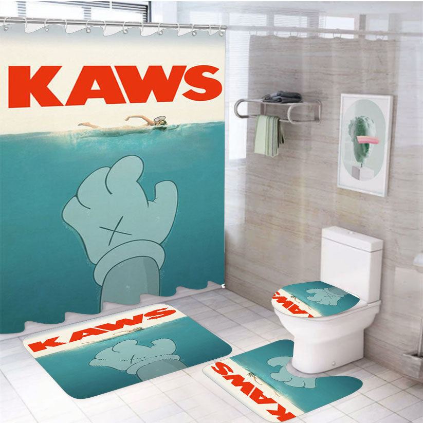 Kaws Jaws Tribute Grunge Style 4Pcs Bathroom Set Shower Curtain