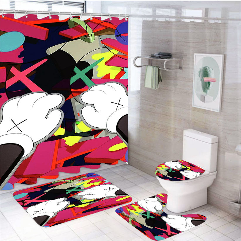 Kaws Paws 4Pcs Bathroom Set Shower Curtain