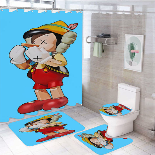 Kaws Pinocchio 4Pcs Bathroom Set Shower Curtain