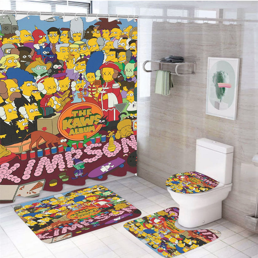 Kaws Simpson Kimpson 4Pcs Bathroom Set Shower Curtain