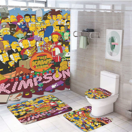 Kaws Simpson Kimpson 4Pcs Bathroom Set Shower Curtain
