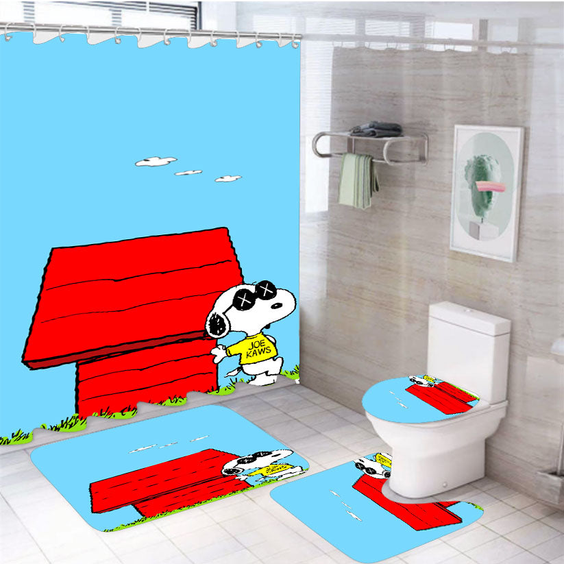 Kaws Snoopy 4Pcs Bathroom Set Shower Curtain