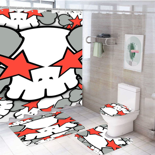 Kaws Star Pattern 4Pcs Bathroom Set Shower Curtain