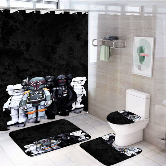 Kaws Star Wars Marble 4Pcs Bathroom Set Shower Curtain