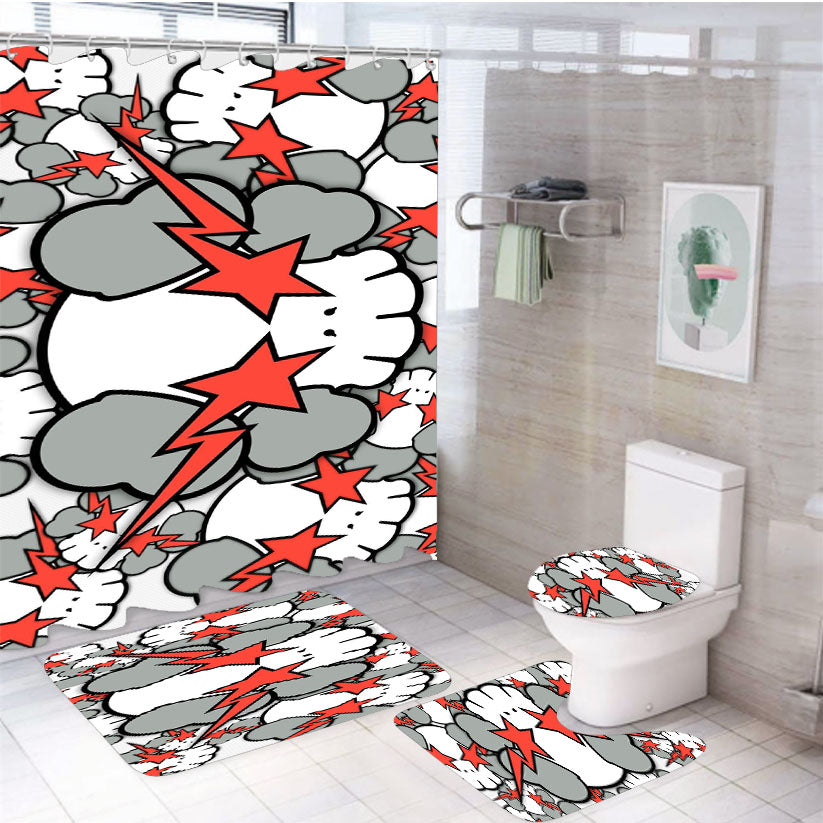 Kaws Wallpaper 4Pcs Bathroom Set Shower Curtain