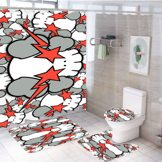 Kaws Wallpaper 4Pcs Bathroom Set Shower Curtain
