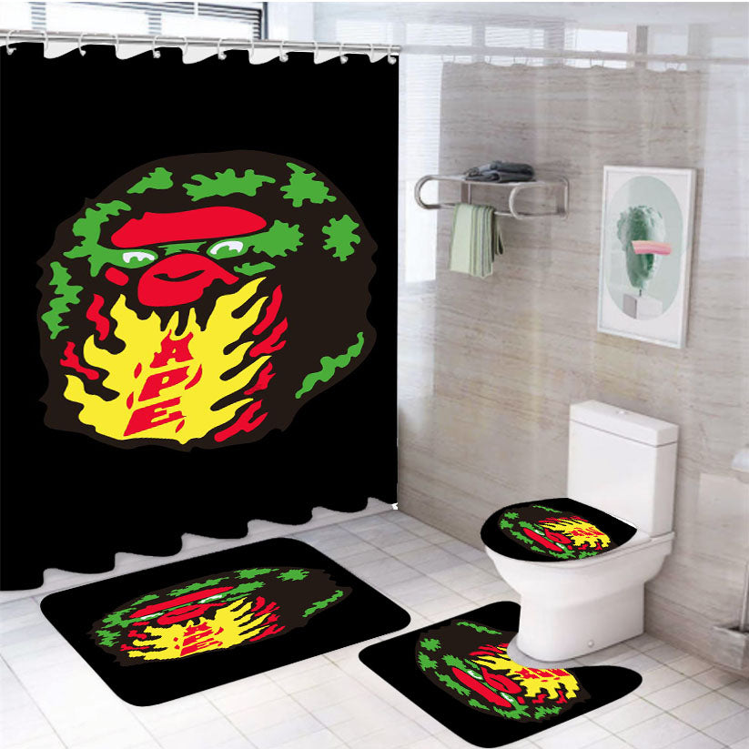 Kaws X Ape 4Pcs Bathroom Set Shower Curtain