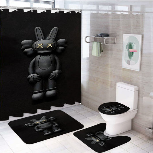 Kaws X Black Rabbit 4Pcs Bathroom Set Shower Curtain