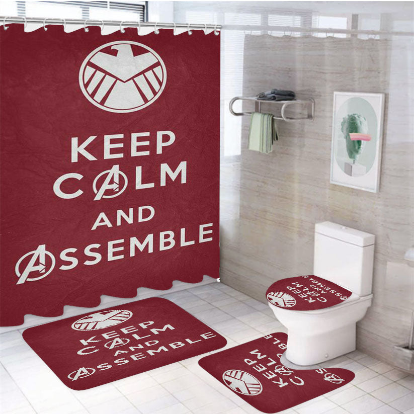 Keep Calm And Assemble 4Pcs Bathroom Set Shower Curtain