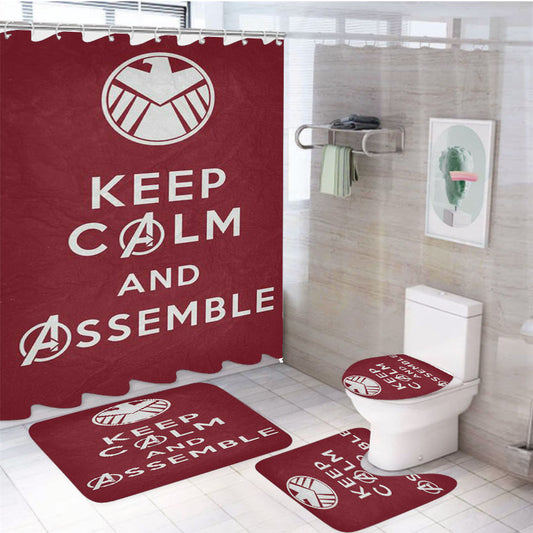 Keep Calm And Assemble 4Pcs Bathroom Set Shower Curtain
