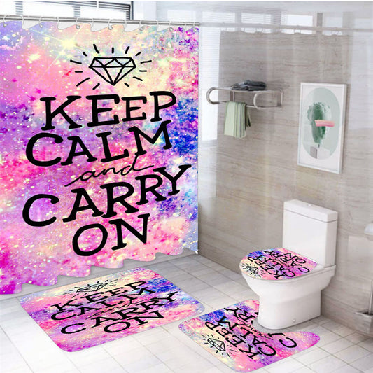 Keep Calm And Carry On August 4Pcs Bathroom Set Shower Curtain