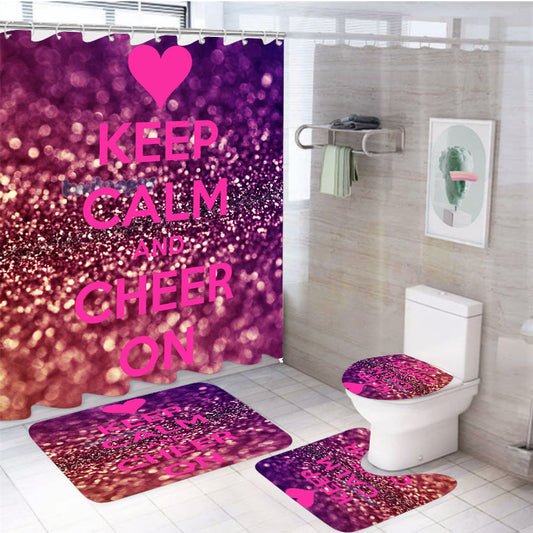 Keep Calm And Cheer On Cheerleading 4Pcs Bathroom Set Shower Curtain