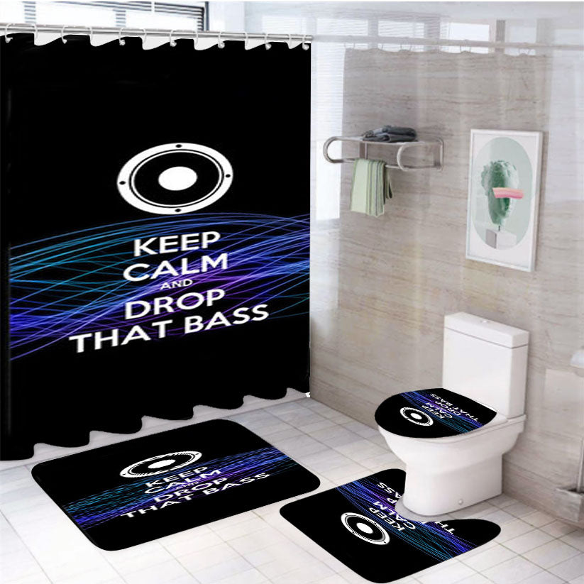 Keep Calm And Drop That Bass 4Pcs Bathroom Set Shower Curtain