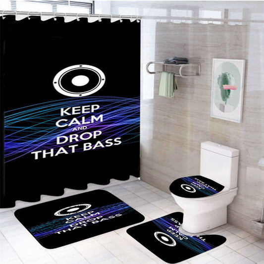Keep Calm And Drop That Bass 4Pcs Bathroom Set Shower Curtain