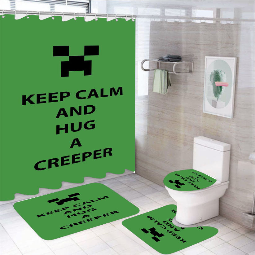 Keep Calm And Hug A Creeper 4Pcs Bathroom Set Shower Curtain