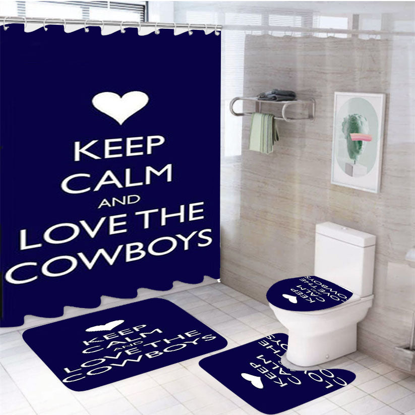 Keep Calm And Love The Cowboys 4Pcs Bathroom Set Shower Curtain