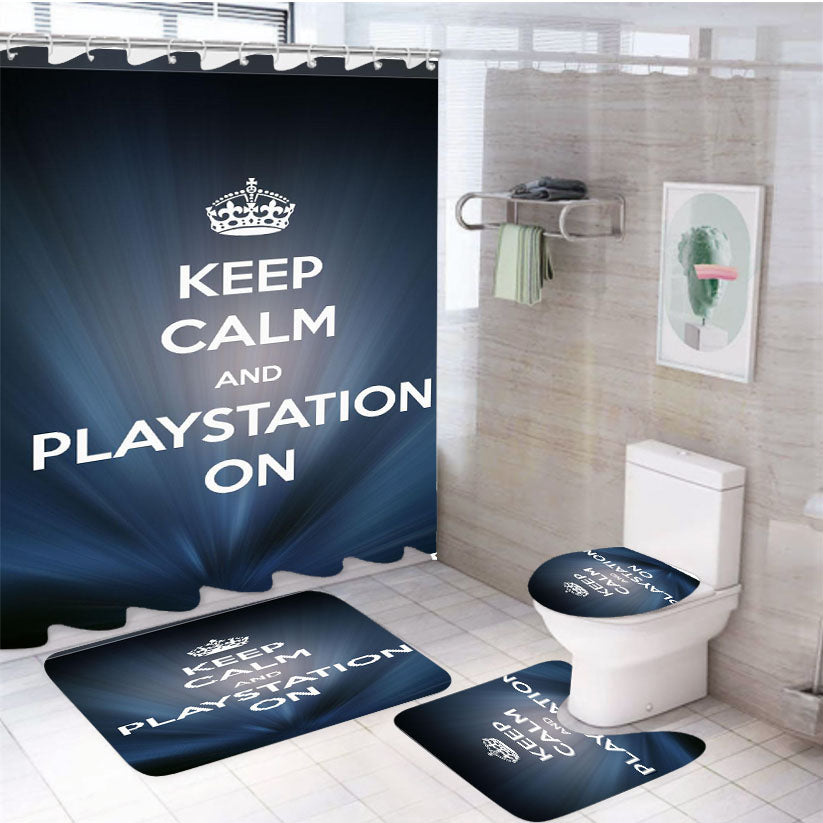 Keep Calm And Play Playstation 4Pcs Bathroom Set Shower Curtain