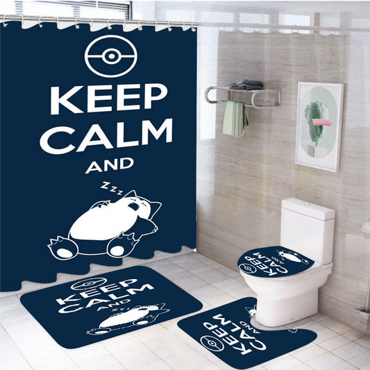 Keep Calm And Zzz Quote 4Pcs Bathroom Set Shower Curtain