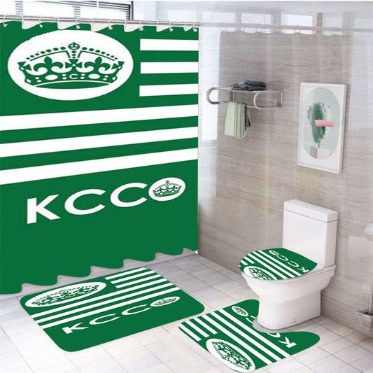 Keep Calm Chive On Green Shape 4Pcs Bathroom Set Shower Curtain
