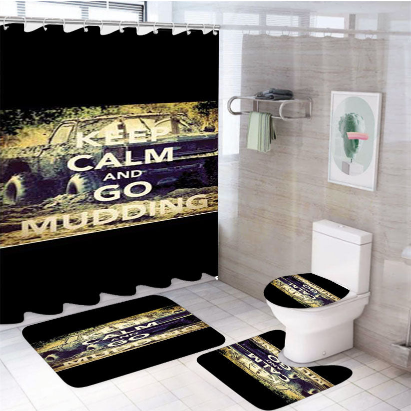 Keep Calm Go Mudding 4Pcs Bathroom Set Shower Curtain