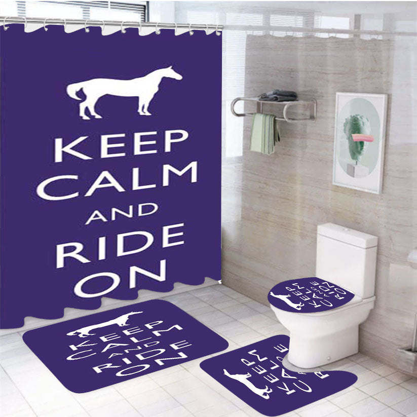 Keep Calm Ride On 4Pcs Bathroom Set Shower Curtain