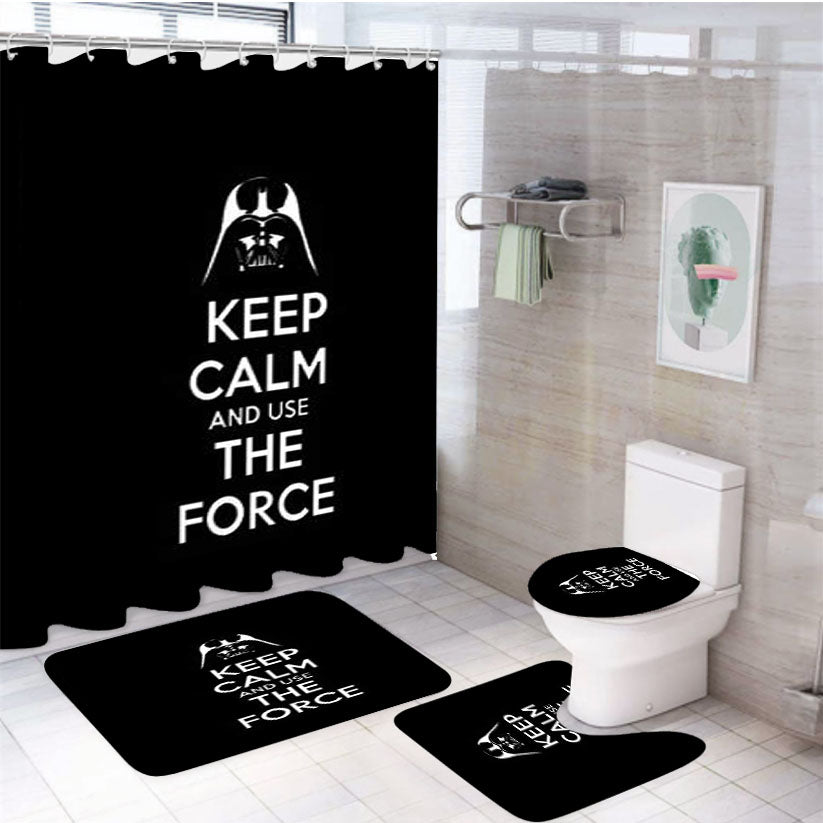 Keep Calm Use The Force 4Pcs Bathroom Set Shower Curtain