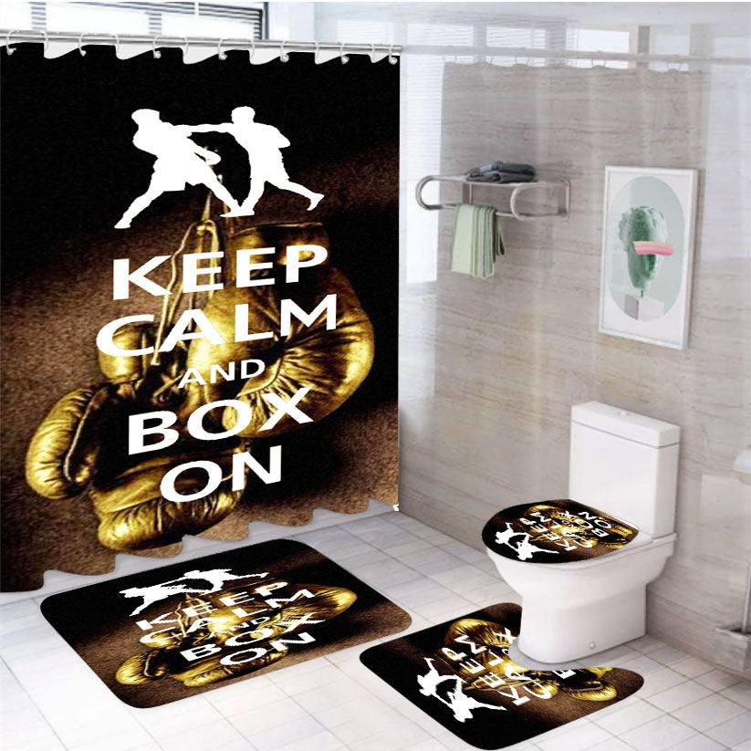 Keep Calm Wwe Boxing Gloves 4Pcs Bathroom Set Shower Curtain