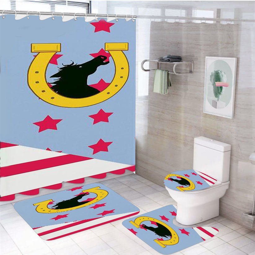 Kentucky'S Finest Jockey 4Pcs Bathroom Set Shower Curtain