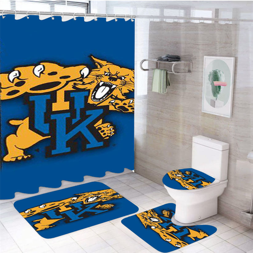 Kentucky Wildcats Basketball 4Pcs Bathroom Set Shower Curtain