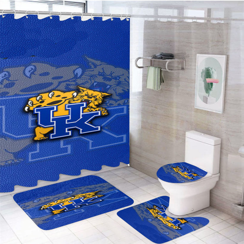 Kentucky Wildcats Nba 4Pcs Bathroom Set Shower Curtain