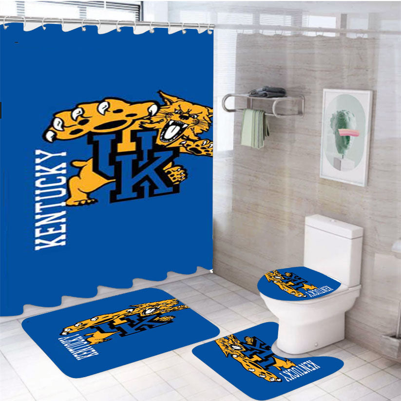 Kentucky Wildcats On Blue 4Pcs Bathroom Set Shower Curtain