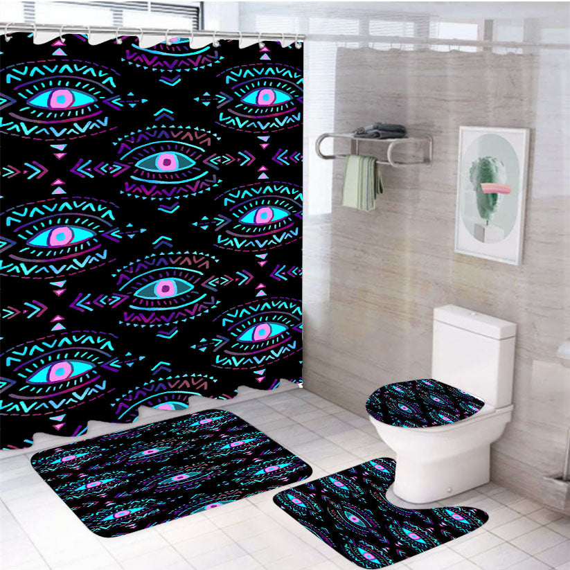Kenzo Eye Pattern 4Pcs Bathroom Set Shower Curtain