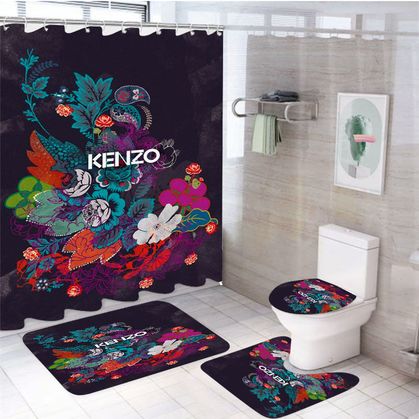 Kenzo Flower Bloom 4Pcs Bathroom Set Shower Curtain