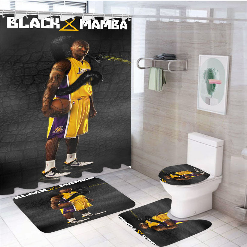 Kobe Bryan Nba X Black Mamba 4Pcs Bathroom Set Shower Curtain