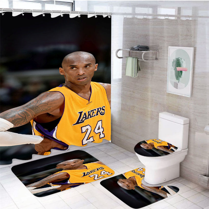 Kobe Bryant Lakers Nba Basketball 4Pcs Bathroom Set Shower Curtain