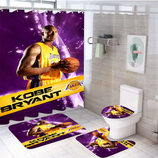 Kobe Bryant Lakers Nba Team 4Pcs Bathroom Set Shower Curtain