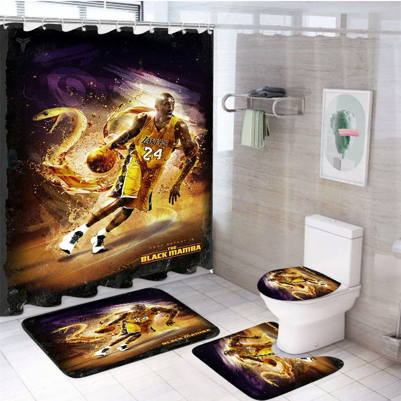 Kobe Bryant The Black Mamba Lakers 4Pcs Bathroom Set Shower Curtain